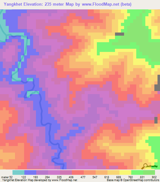 Yangkhet,Myanmar Elevation Map