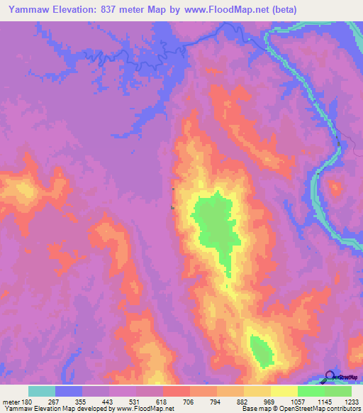 Yammaw,Myanmar Elevation Map