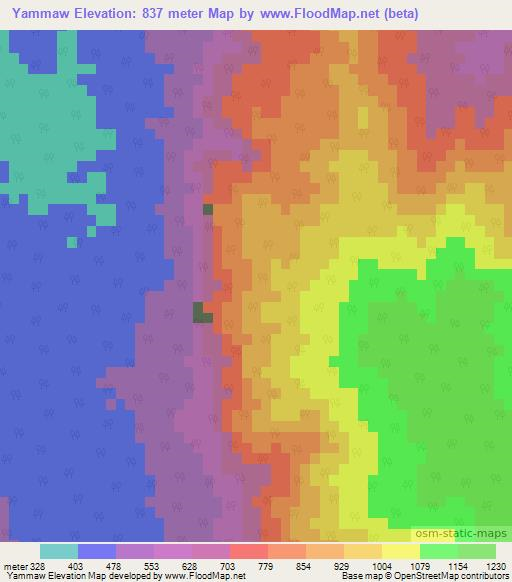 Yammaw,Myanmar Elevation Map