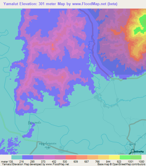 Yamalut,Myanmar Elevation Map