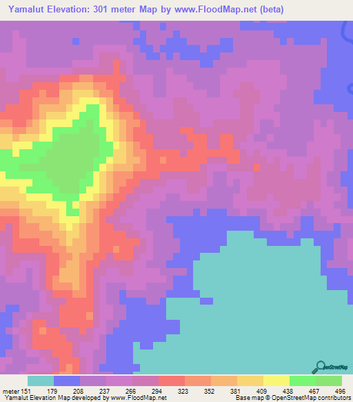 Yamalut,Myanmar Elevation Map