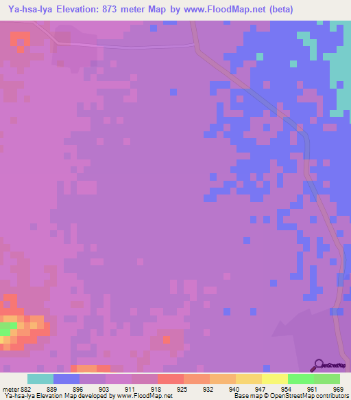 Ya-hsa-lya,Myanmar Elevation Map