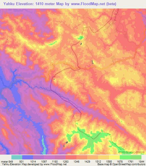 Yahku,Myanmar Elevation Map