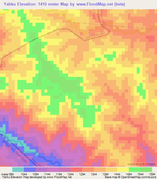 Yahku,Myanmar Elevation Map