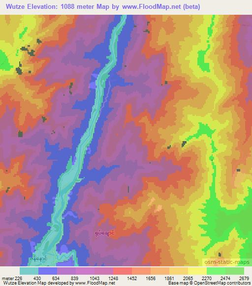 Wutze,Myanmar Elevation Map