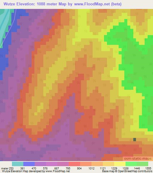 Wutze,Myanmar Elevation Map