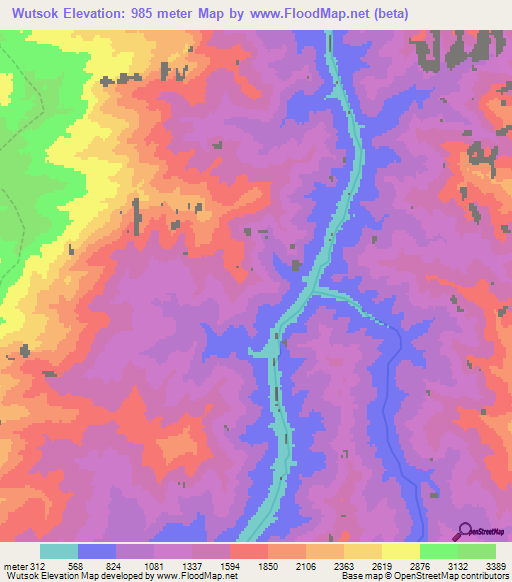 Wutsok,Myanmar Elevation Map