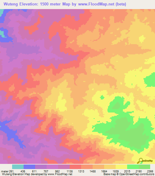 Wuteng,Myanmar Elevation Map