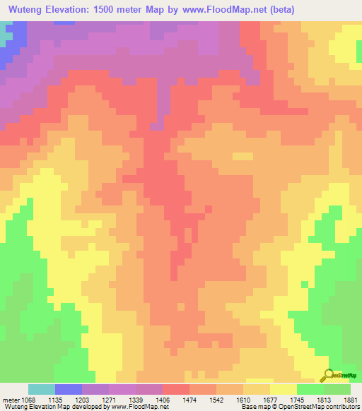 Wuteng,Myanmar Elevation Map