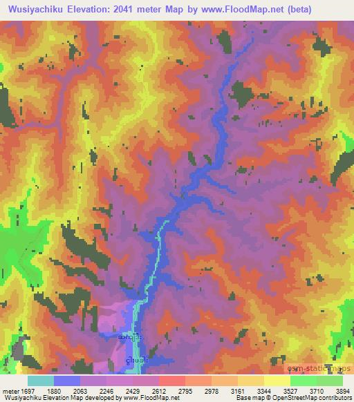 Wusiyachiku,Myanmar Elevation Map