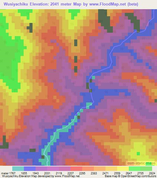 Wusiyachiku,Myanmar Elevation Map