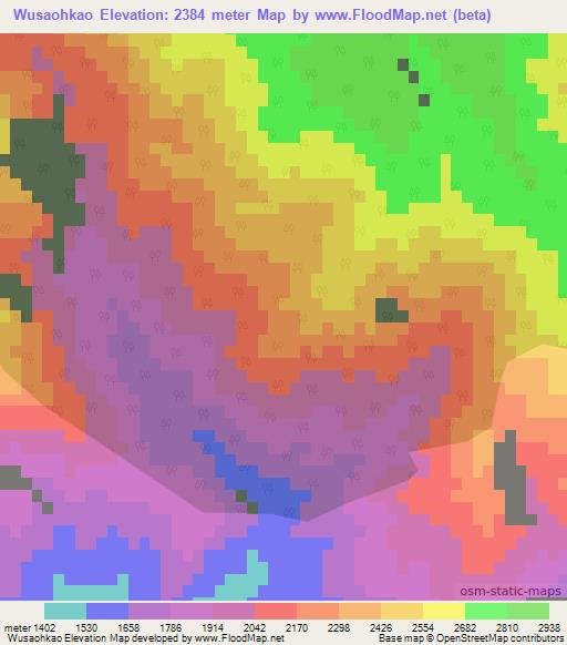 Wusaohkao,Myanmar Elevation Map