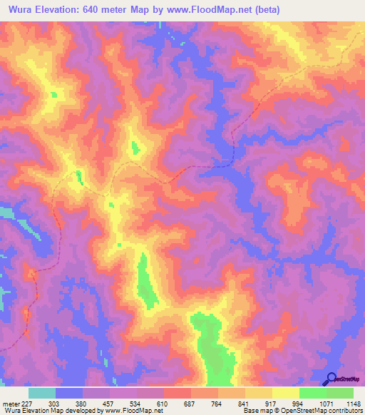 Wura,Myanmar Elevation Map