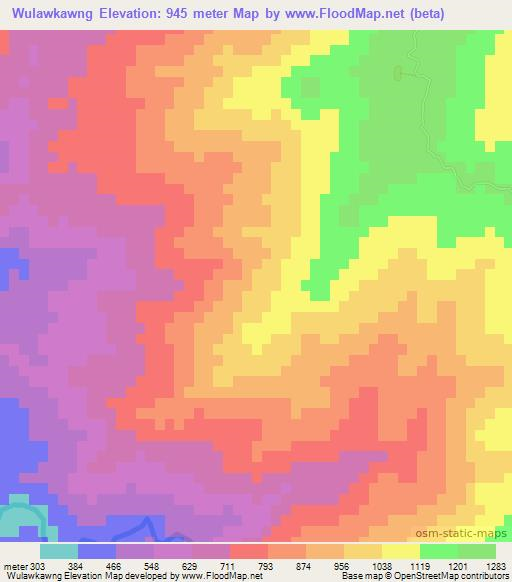 Wulawkawng,Myanmar Elevation Map