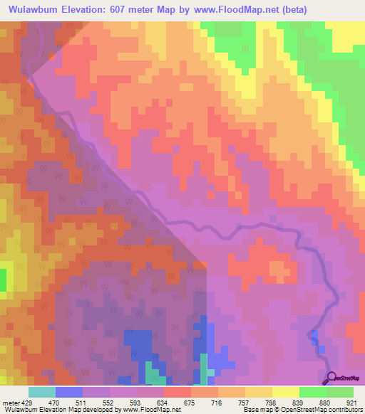 Wulawbum,Myanmar Elevation Map