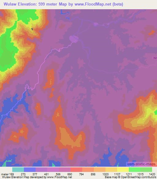 Wulaw,Myanmar Elevation Map