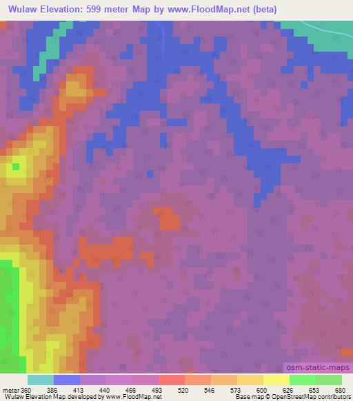 Wulaw,Myanmar Elevation Map