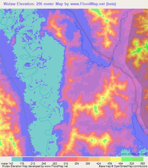 Wulaw,Myanmar Elevation Map