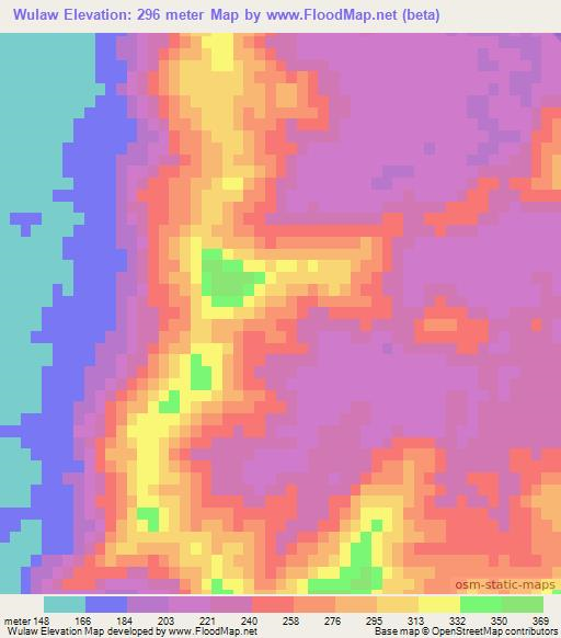 Wulaw,Myanmar Elevation Map