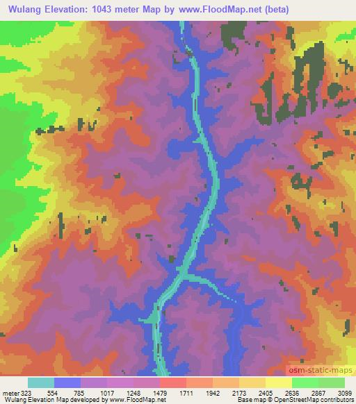 Wulang,Myanmar Elevation Map