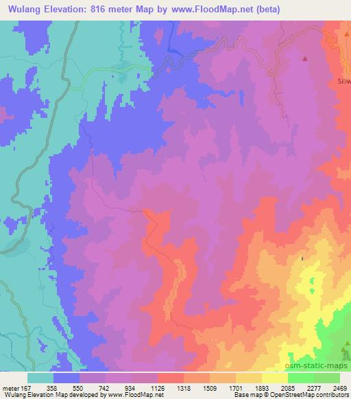 Wulang,Myanmar Elevation Map