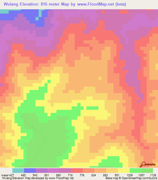 Wulang,Myanmar Elevation Map