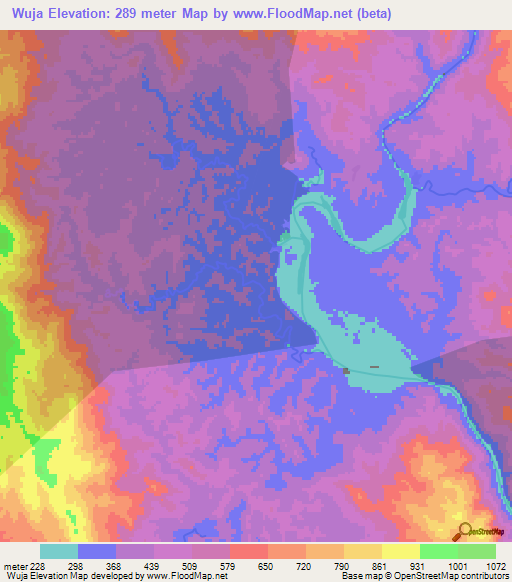 Wuja,Myanmar Elevation Map