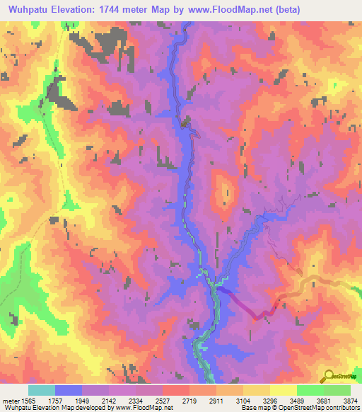 Wuhpatu,Myanmar Elevation Map