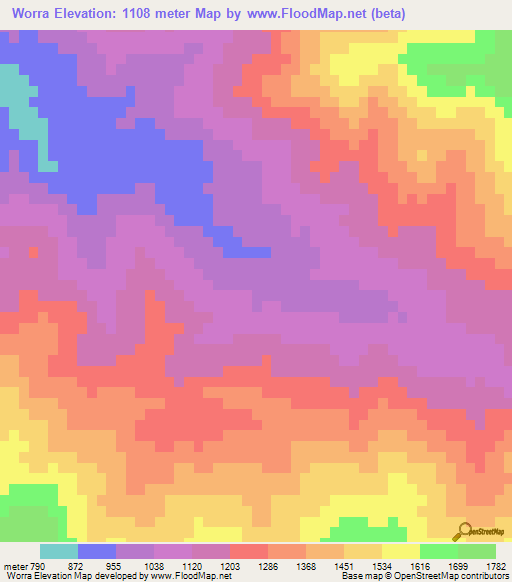 Worra,Myanmar Elevation Map