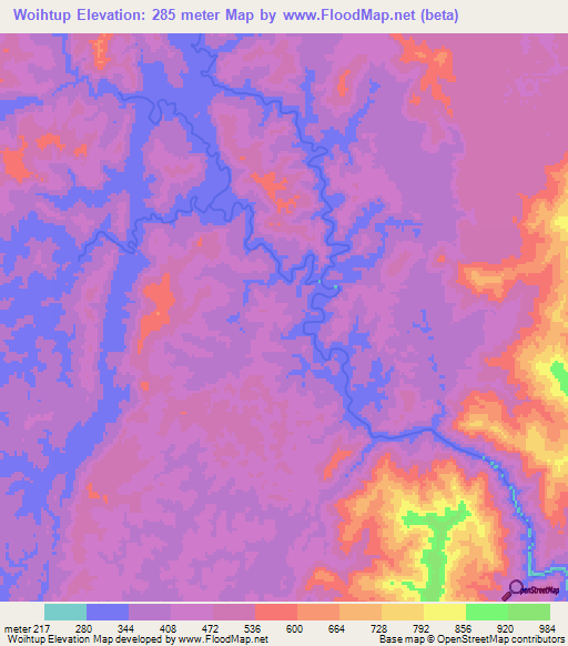 Woihtup,Myanmar Elevation Map