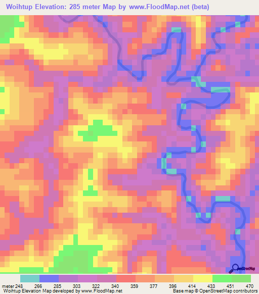 Woihtup,Myanmar Elevation Map