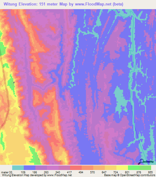 Witung,Myanmar Elevation Map