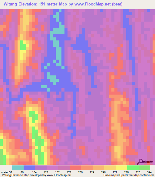 Witung,Myanmar Elevation Map