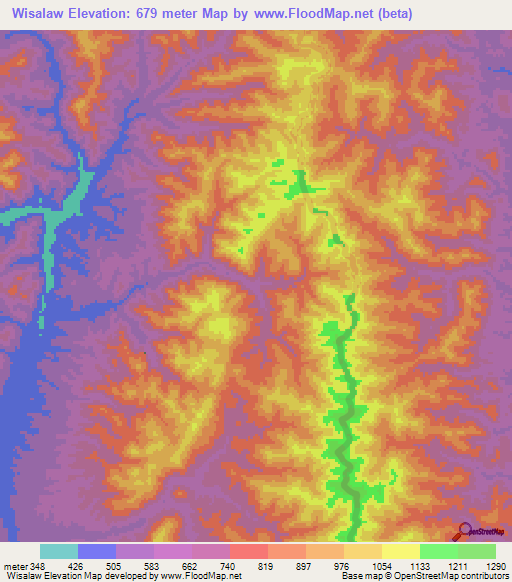 Wisalaw,Myanmar Elevation Map