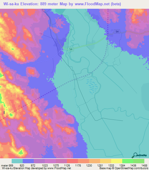 Wi-sa-ku,Myanmar Elevation Map