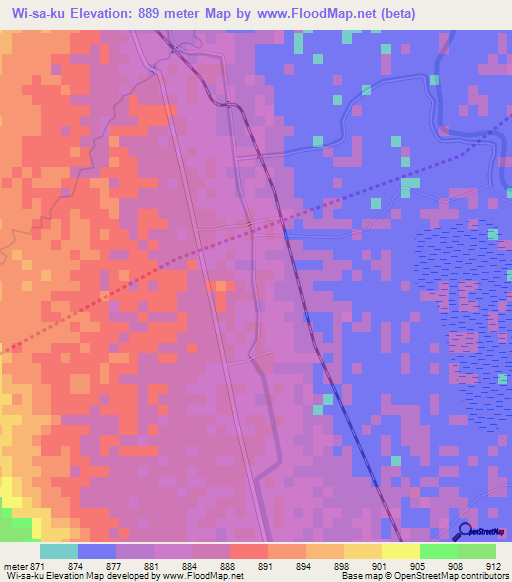 Wi-sa-ku,Myanmar Elevation Map