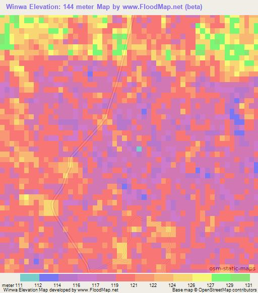 Winwa,Myanmar Elevation Map