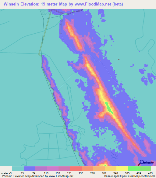 Winsein,Myanmar Elevation Map