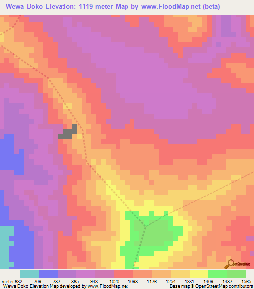 Wewa Doko,Myanmar Elevation Map