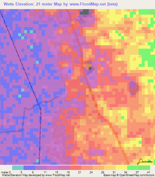 Wette,Myanmar Elevation Map