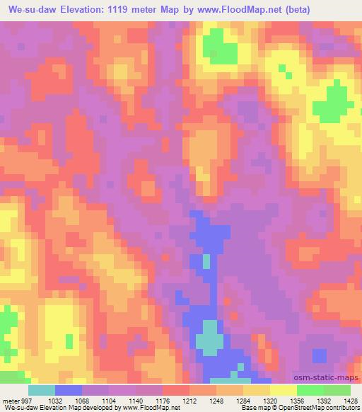 We-su-daw,Myanmar Elevation Map