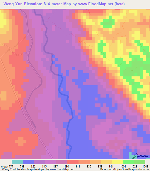 Weng Yun,Myanmar Elevation Map