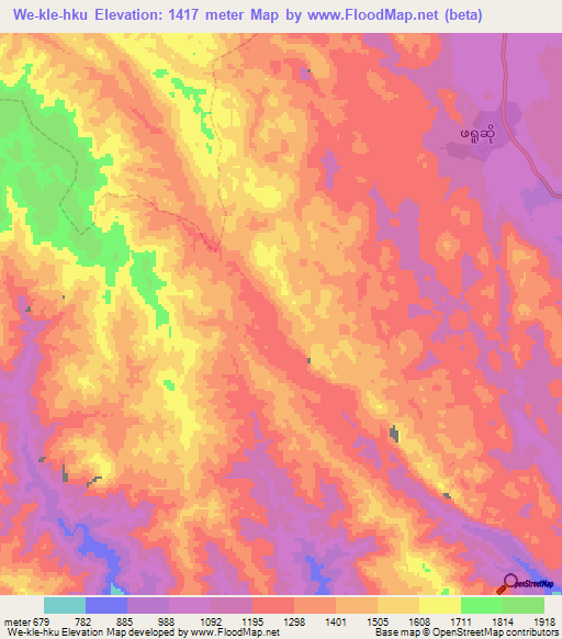 We-kle-hku,Myanmar Elevation Map