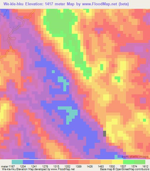 We-kle-hku,Myanmar Elevation Map