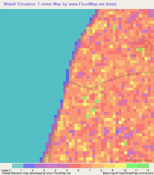 Wekali,Myanmar Elevation Map