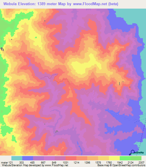 Webula,Myanmar Elevation Map