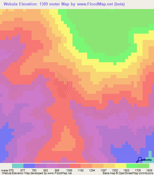 Webula,Myanmar Elevation Map