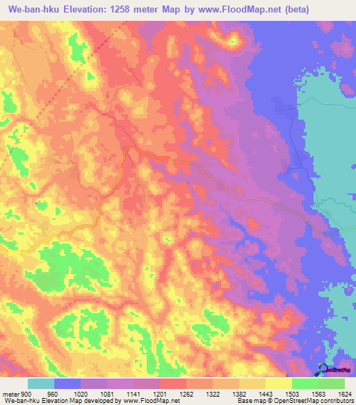 We-ban-hku,Myanmar Elevation Map