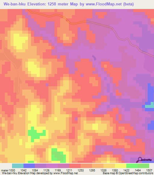 We-ban-hku,Myanmar Elevation Map