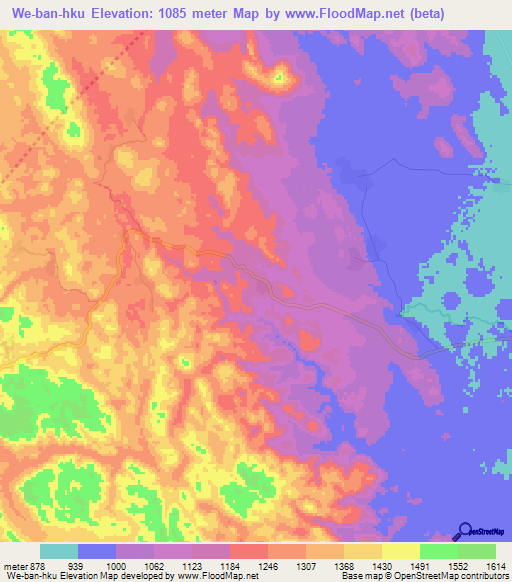 We-ban-hku,Myanmar Elevation Map